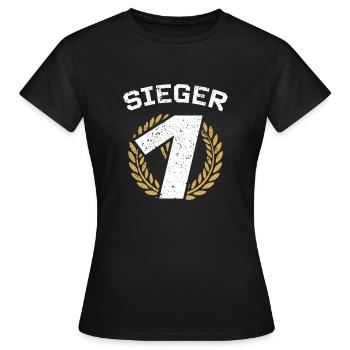 Turnier Sieger Gewinner Erster Platz Geschenk - Frauen T-Shirt - Schwarz - Vorne - AI Model Female 172 dark (172cm)