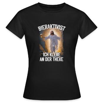Bieraktivist ich klebe an der Theke – Partyspaß - Frauen T-Shirt - Schwarz - Vorne - AI Model Female 172 dark (172cm)