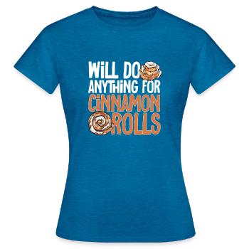Cinnamon roll - Women's T-Shirt - antique blue sapphire heather - Front - AI Model Female 172 dark (172cm)
