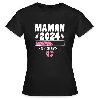 Werdende Mutter 2024 Fortlaufend Schwangere Mutter - Frauen T-Shirt - Schwarz - Vorne - AI Model Female 172 dark (172cm)