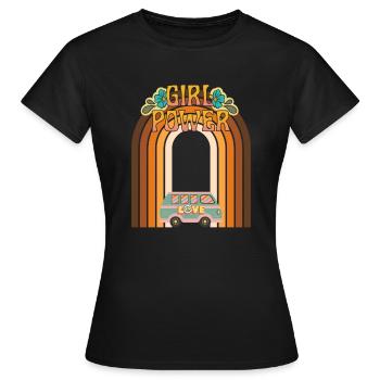 Girl Power Hippie Dicton avec une camionnette - T-shirt Femme - noir - Devant - AI Model Female 172 dark (172cm)