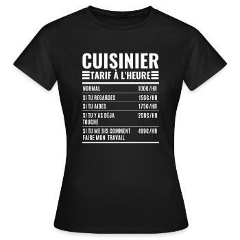 Cuisinier Idée Cadeau citations drôles - T-shirt Femme - noir - Devant - AI Model Female 172 dark (172cm)