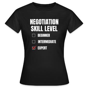 negotiation skill level: expert - neurodiversity - Women's T-Shirt - black - Front - AI Model Female 172 dark (172cm)