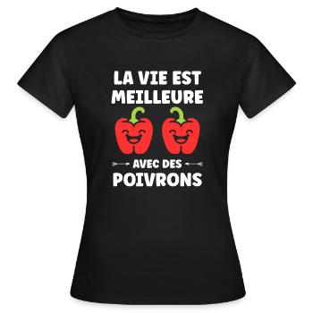 Humour poivron - T-shirt Femme - noir - Devant - AI Model Female 172 dark (172cm)