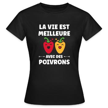 Humour poivron - T-shirt Femme - noir - Devant - AI Model Female 172 dark (172cm)