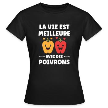 Humour poivron - T-shirt Femme - noir - Devant - AI Model Female 172 dark (172cm)