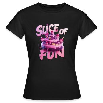 UN GÂTEAU, UNE TRANCHE DE PLAISIR - T-shirt Femme - noir - Devant - AI Model Female 172 dark (172cm)