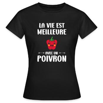 Humour poivron - T-shirt Femme - noir - Devant - AI Model Female 172 dark (172cm)