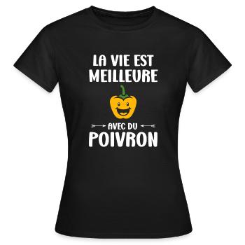 Humour poivron - T-shirt Femme - noir - Devant - AI Model Female 172 dark (172cm)