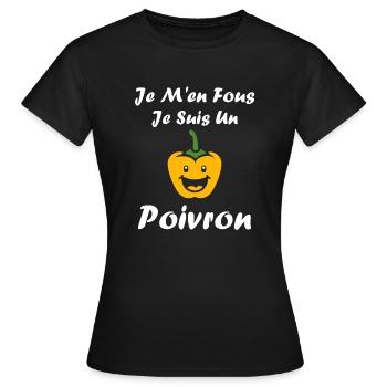 Humour poivron - T-shirt Femme - noir - Devant - AI Model Female 172 dark (172cm)