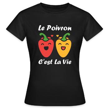 Humour poivron - T-shirt Femme - noir - Devant - AI Model Female 172 dark (172cm)