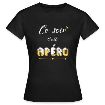 Ce soir c'est apéro ! humour soirée - T-shirt Femme - noir - Devant - AI Model Female 172 dark (172cm)
