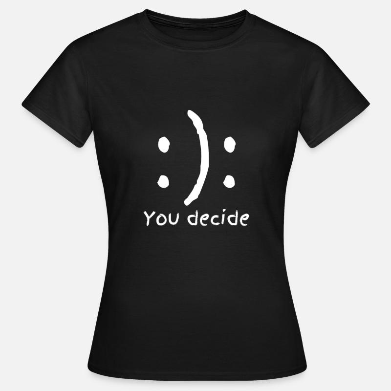 You Decide Emoticon Typography Tee - Women's T-Shirt - black