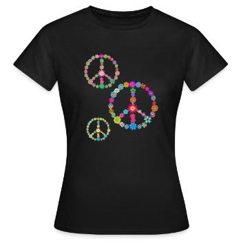 Flower Power Blumen - Frauen T-Shirt - Schwarz - Vorne - AI Model Female 172 dark (172cm)