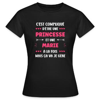Marie - T-shirt Femme - noir - Devant - AI Model Female 172 dark (172cm)