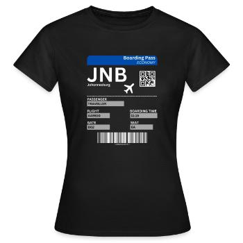 Johannesburg Boarding Pass Südafrika Urlaub Idee - Frauen T-Shirt - Schwarz - Vorne - AI Model Female 172 dark (172cm)
