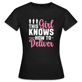 Livraison de colis fournisseur - T-shirt Femme - noir - Devant - AI Model Female 172 dark (172cm)