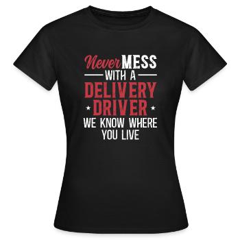 Lieferant Paket Lieferung - Frauen T-Shirt - Schwarz - Vorne - AI Model Female 172 dark (172cm)