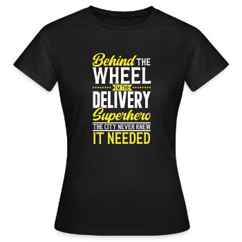 Lieferant Paket Lieferung - Frauen T-Shirt - Schwarz - Vorne - AI Model Female 172 dark (172cm)