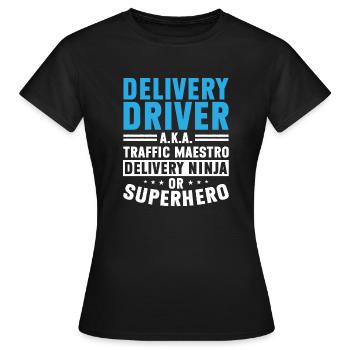 Lieferant Paket Lieferung - Frauen T-Shirt - Schwarz - Vorne - AI Model Female 172 dark (172cm)