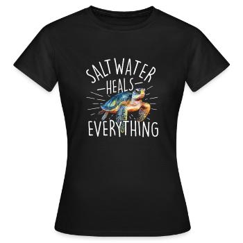 Salzwasser heilt alles - Tortoise Lover Turtle - Frauen T-Shirt - Schwarz - Vorne - AI Model Female 172 dark (172cm)