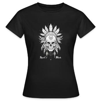 CRÂNE ET PLUMES, MARQUE DE L’ - T-shirt Femme - noir - Devant - AI Model Female 172 dark (172cm)