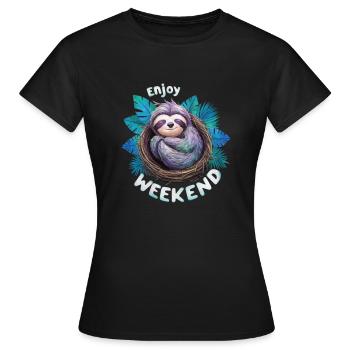 WOCHENENDE GENIESSEN - Frauen T-Shirt - Schwarz - Vorne - AI Model Female 172 dark (172cm)
