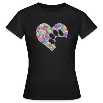 Colorful Paw Heart Fun Animal Pawprint Veterinary - Women's T-Shirt - black - Front - AI Model Female 172 dark (172cm)