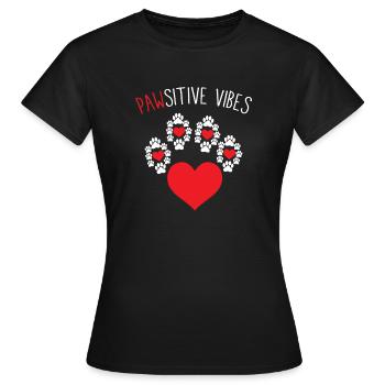 Pawsitive Vibes Cute Pawprints And Hearts Animal - Women's T-Shirt - black - Front - AI Model Female 172 dark (172cm)