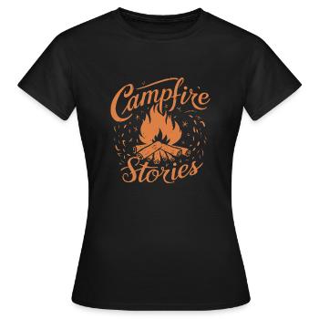 LAGERFEUER-GESCHICHTEN - Frauen T-Shirt - Schwarz - Vorne - AI Model Female 172 dark (172cm)