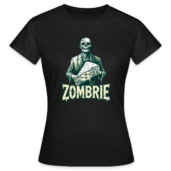 Zombie Zombrie Brie Fromage d’Halloween Zombie - T-shirt Femme - noir - Devant - AI Model Female 172 dark (172cm)