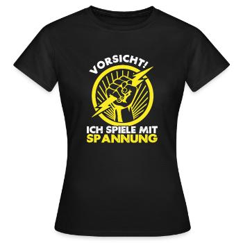 Électriciens, méfiez-vous ! Je joue avec la tension - T-shirt Femme - noir - Devant - AI Model Female 172 dark (172cm)