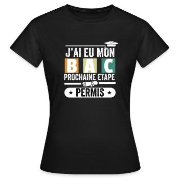 Cadeau Baccalauréat Bachelier Bachelière Bac 2024 - T-shirt Femme - noir - Devant - AI Model Female 172 dark (172cm)