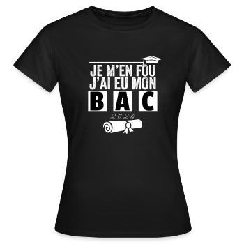 Cadeau Baccalauréat Bachelier Bachelière Bac 2024 - T-shirt Femme - noir - Devant - AI Model Female 172 dark (172cm)