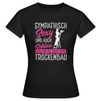 cloison sèche femme maître compagnon - T-shirt Femme - noir - Devant - AI Model Female 172 dark (172cm)