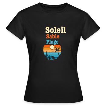 Soleil Sable et Plage - T-shirt Femme - noir - Devant - AI Model Female 172 dark (172cm)