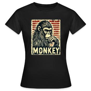 Ein nachdenklicher Affe - Frauen T-Shirt - Schwarz - Vorne - AI Model Female 172 dark (172cm)