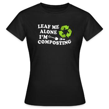 Leaf Me Alone Je composte - T-shirt Femme - noir - Devant - AI Model Female 172 dark (172cm)