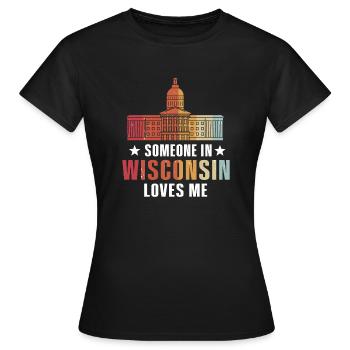 Quelqu’un dans le Wisconsin m’aime - T-shirt Femme - noir - Devant - AI Model Female 172 dark (172cm)