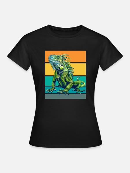 Retro Leguan - Frauen T-Shirt - Schwarz