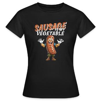 SAUSAGE IS MY VEGETABLE - Frauen T-Shirt - Schwarz - Vorne - AI Model Female 172 dark (172cm)