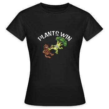 Plants Win fun vegan motif - Women's T-Shirt - black - Front - AI Model Female 172 dark (172cm)