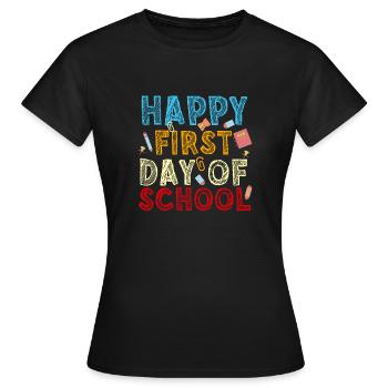 Bon premier jour d’école - Enseignant Élève École - T-shirt Femme - noir - Devant - AI Model Female 172 dark (172cm)
