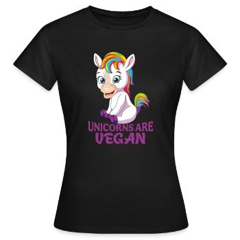 Unicorn are Vegan Funny Unicorn Design - Women's T-Shirt - black - Front - AI Model Female 172 dark (172cm)