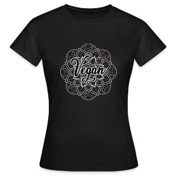 Vegan Mandala Kunstwerk - Frauen T-Shirt - Schwarz - Vorne - AI Model Female 172 dark (172cm)