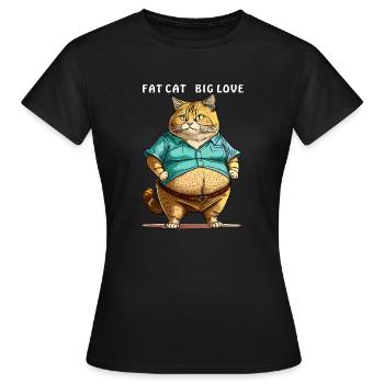 FAT CAT BIG LOVE - Women's T-Shirt - black - Front - AI Model Female 172 dark (172cm)