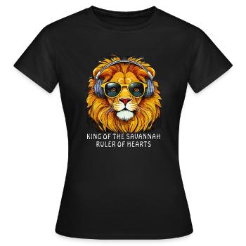 ROI DE LA SAVANE, SOUVERAIN DES CŒURS - T-shirt Femme - noir - Devant - AI Model Female 172 dark (172cm)