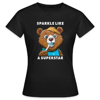 L’OURS BRILLE COMME UNE SUPERSTAR - T-shirt Femme - noir - Devant - AI Model Female 172 dark (172cm)