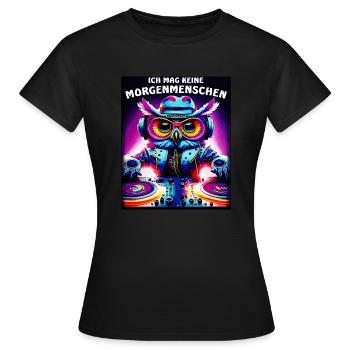 HIBOU JE N’AIME PAS LES GENS DU MATIN - T-shirt Femme - noir - Devant - AI Model Female 172 dark (172cm)