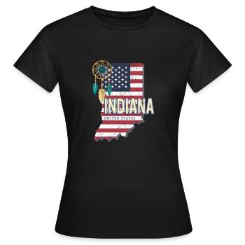 Indiana États-Unis Carte Souvenir - T-shirt Femme - noir - Devant - AI Model Female 172 dark (172cm)
